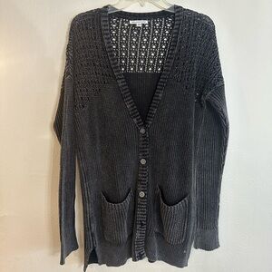 American Eagle Black Open Knit Cardigan